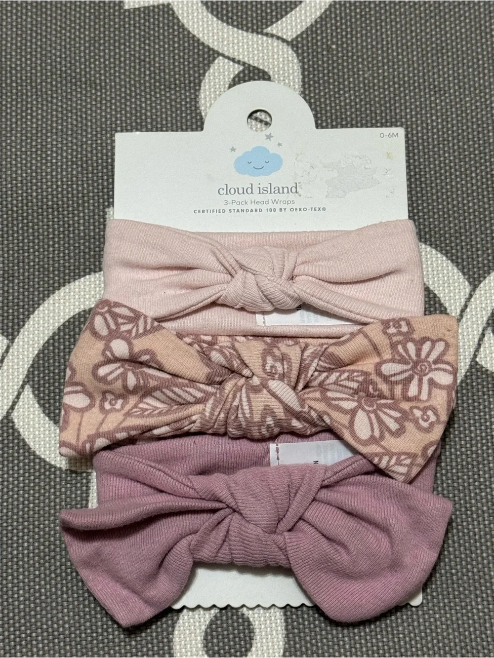 cloud island Pink and Mauve 3-Pack Knotted Baby Headbands